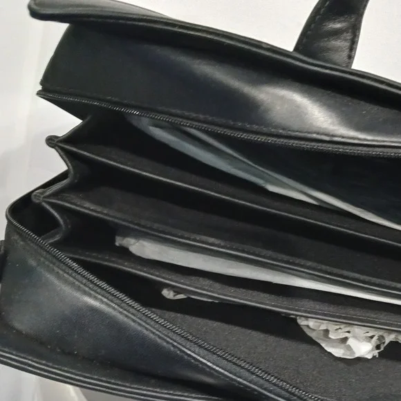 NEW Hartmann Limited Edition Black Leather Laptop Lawyer Briefcase Messenger Bag - Picture 7 of 10